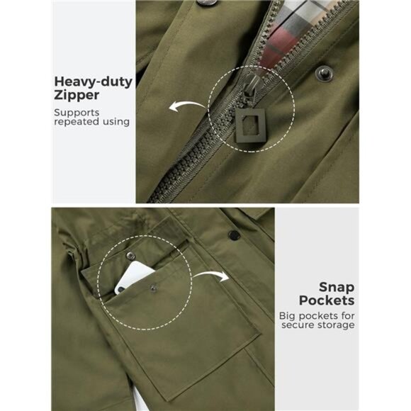 Women's Waterproof Rain Jacket Long Raincoat Hooded Windbreaker Trench Coat - Picture 5 of 7